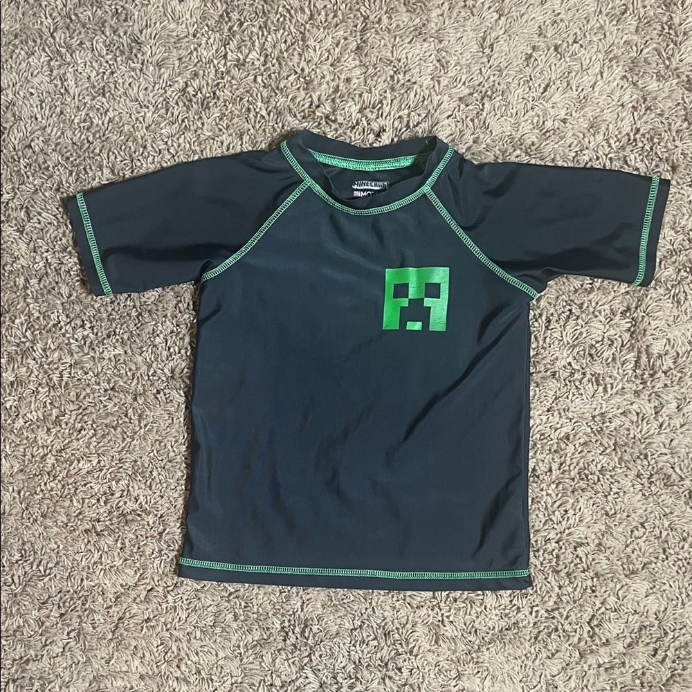 Minecraft Kids Shirt Black and Green Size Small
